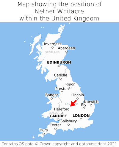 Map showing location of Nether Whitacre within the UK