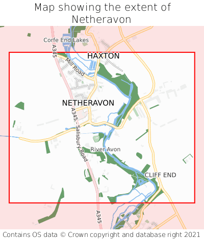 Map showing extent of Netheravon as bounding box