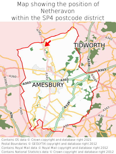 Map showing location of Netheravon within SP4
