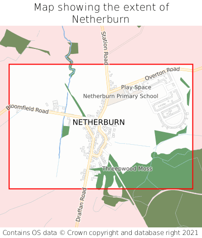 Map showing extent of Netherburn as bounding box