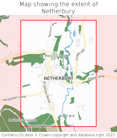 Map showing extent of Netherbury as bounding box