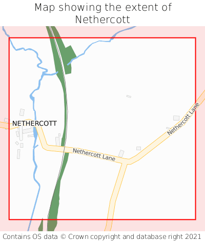 Map showing extent of Nethercott as bounding box