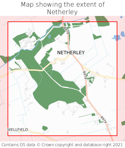 Map showing extent of Netherley as bounding box