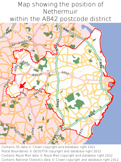 Map showing location of Nethermuir within AB42