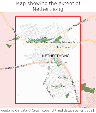 Map showing extent of Netherthong as bounding box