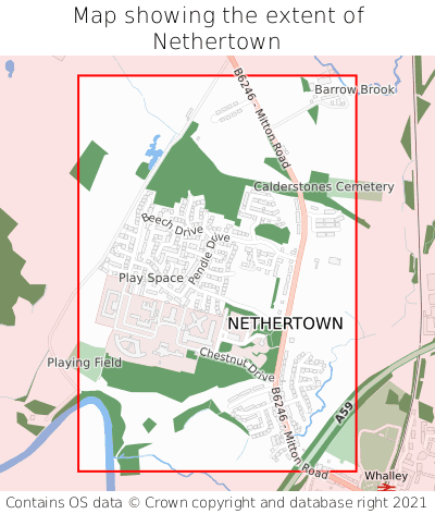 Map showing extent of Nethertown as bounding box