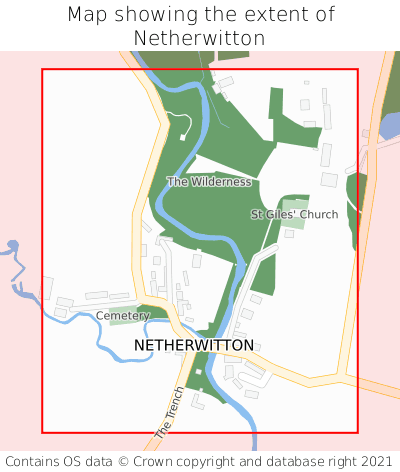 Map showing extent of Netherwitton as bounding box