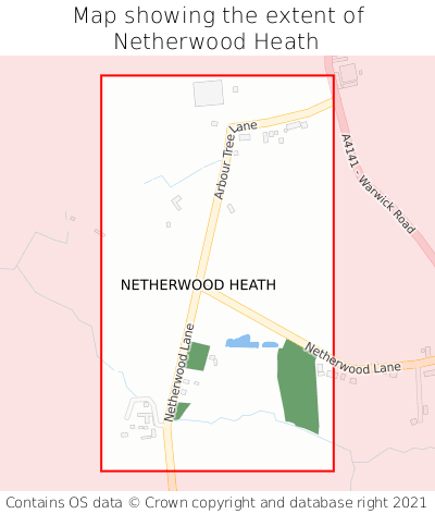 Map showing extent of Netherwood Heath as bounding box