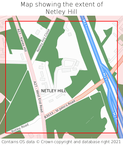 Map showing extent of Netley Hill as bounding box