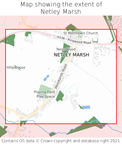 Map showing extent of Netley Marsh as bounding box