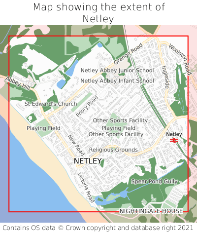 Map showing extent of Netley as bounding box