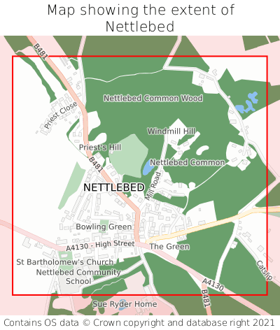Map showing extent of Nettlebed as bounding box