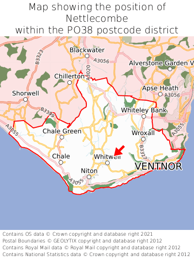 Map showing location of Nettlecombe within PO38