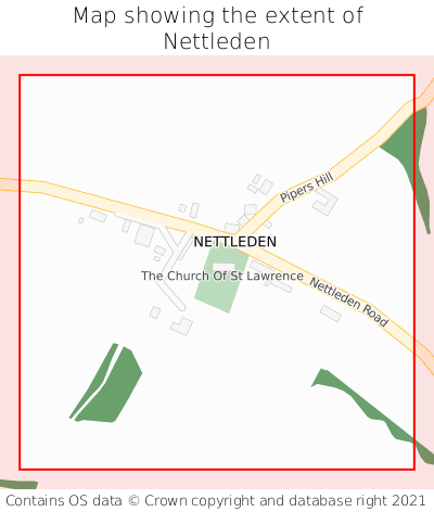 Map showing extent of Nettleden as bounding box