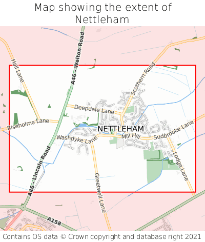 Map showing extent of Nettleham as bounding box
