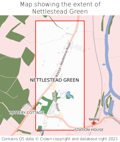 Map showing extent of Nettlestead Green as bounding box