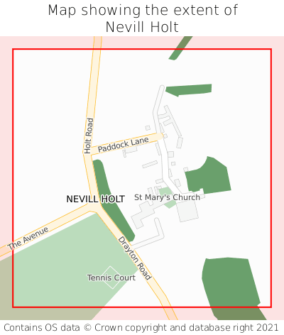 Map showing extent of Nevill Holt as bounding box