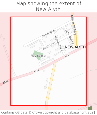 Map showing extent of New Alyth as bounding box