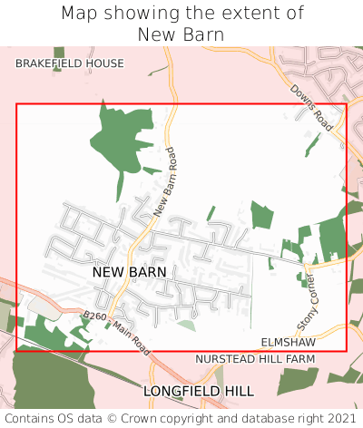Map showing extent of New Barn as bounding box