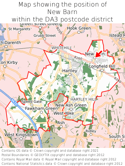 Map showing location of New Barn within DA3