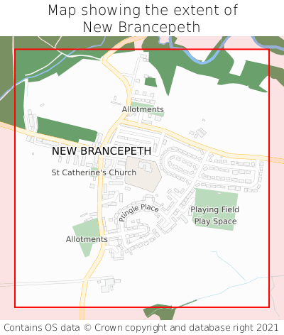 Map showing extent of New Brancepeth as bounding box