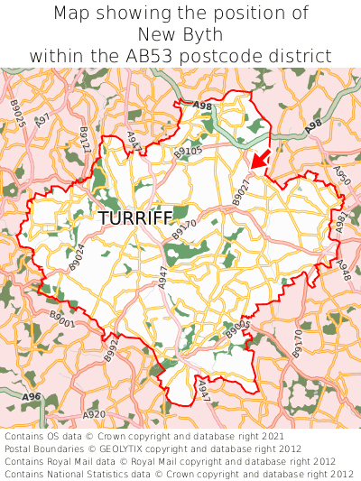 Map showing location of New Byth within AB53