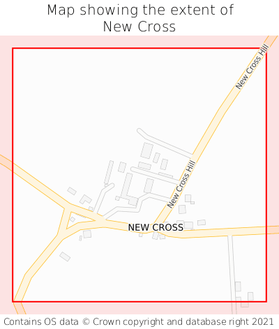 Map showing extent of New Cross as bounding box