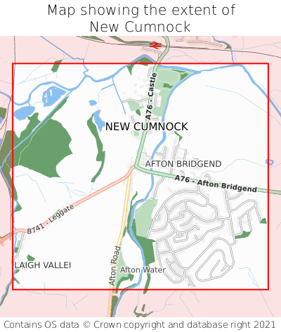 Map showing extent of New Cumnock as bounding box