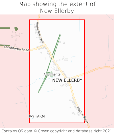 Map showing extent of New Ellerby as bounding box