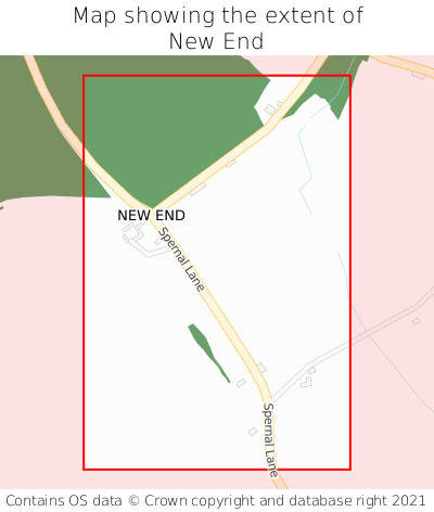 Map showing extent of New End as bounding box