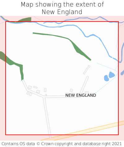 Map showing extent of New England as bounding box