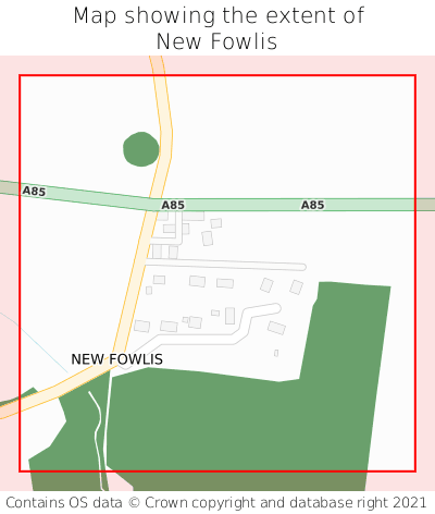 Map showing extent of New Fowlis as bounding box