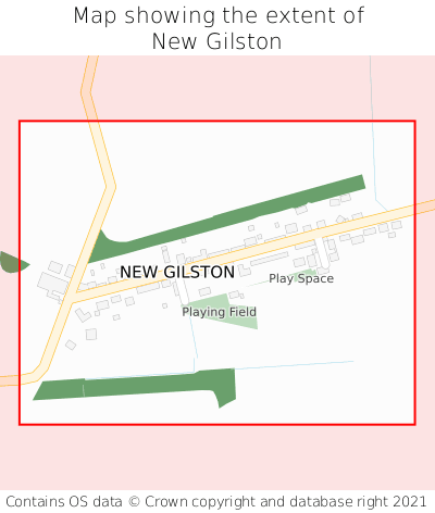 Map showing extent of New Gilston as bounding box