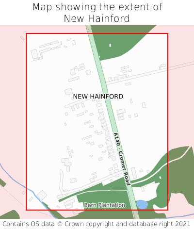 Map showing extent of New Hainford as bounding box