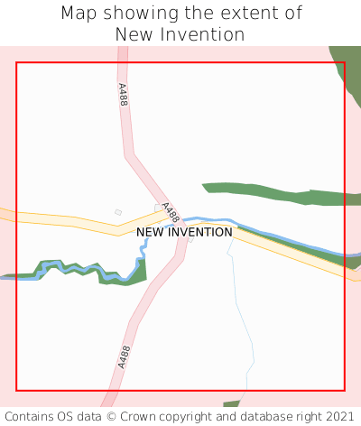 Map showing extent of New Invention as bounding box