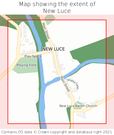 Map showing extent of New Luce as bounding box