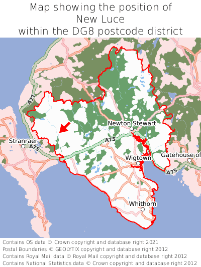 Map showing location of New Luce within DG8