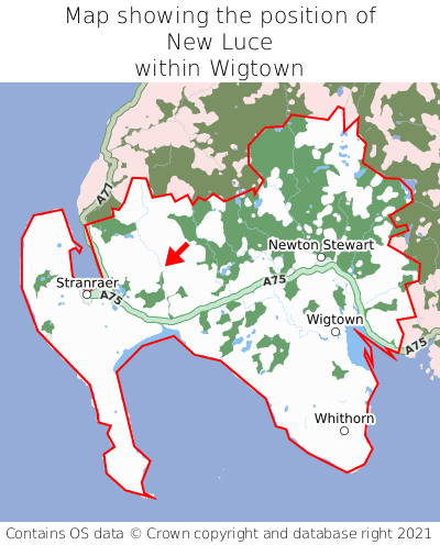 Map showing location of New Luce within Wigtown