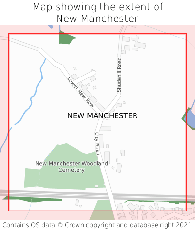 Map showing extent of New Manchester as bounding box