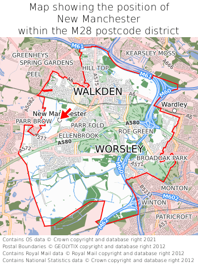 Map showing location of New Manchester within M28