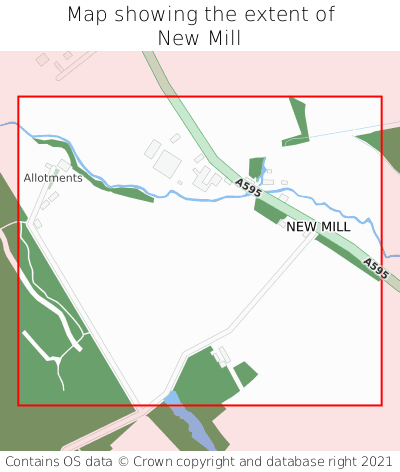 Map showing extent of New Mill as bounding box
