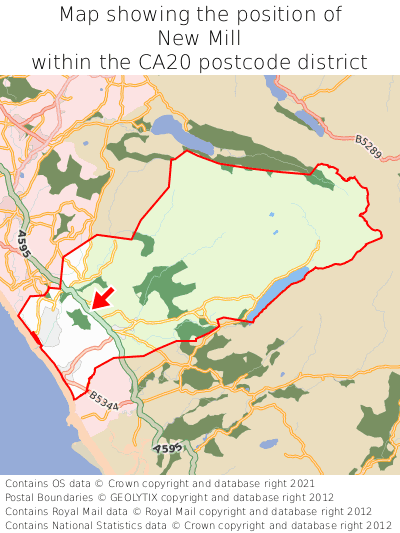 Map showing location of New Mill within CA20