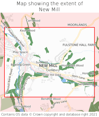 Map showing extent of New Mill as bounding box