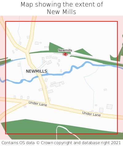 Map showing extent of New Mills as bounding box