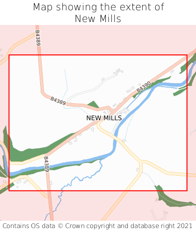 Map showing extent of New Mills as bounding box