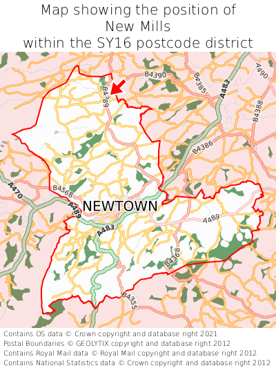 Map showing location of New Mills within SY16