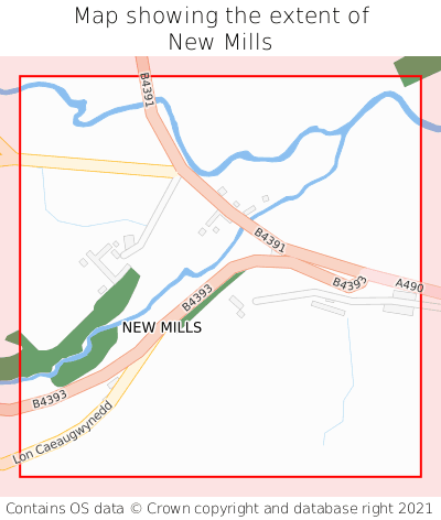 Map showing extent of New Mills as bounding box