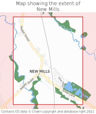 Map showing extent of New Mills as bounding box