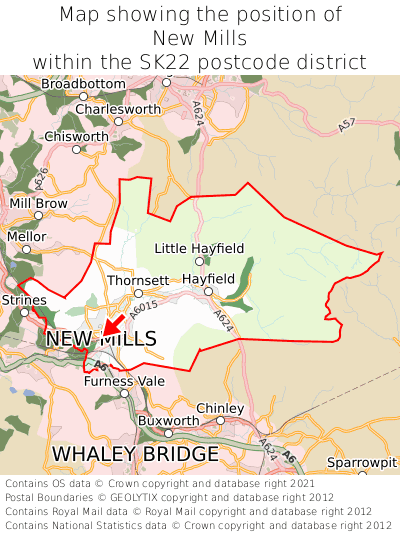Map showing location of New Mills within SK22