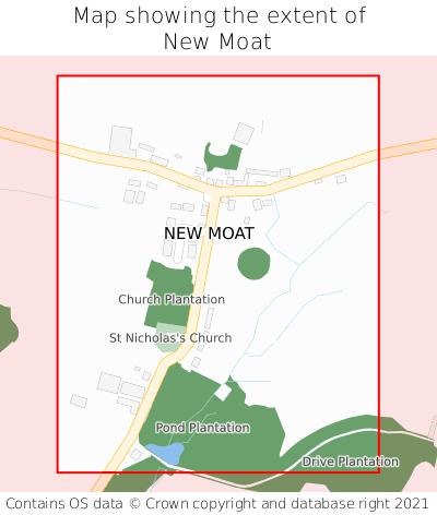 Map showing extent of New Moat as bounding box